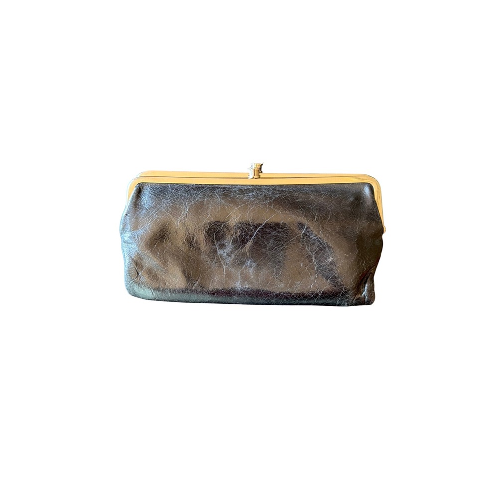 Hobo International Clutch Wallet Black Lauren Leather Kiss Lock Vintage Frame